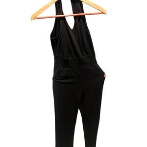 Bar III Black Halter Jumpsuit with Fitted Waist and side‎ zipper women’s small